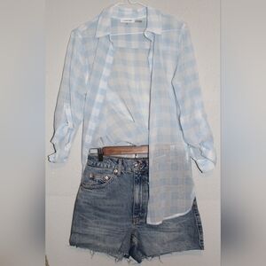 Topshop Shorts & Calvin Klien Sheer Button Up